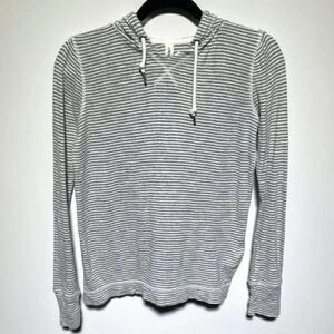 Lorna Jane Life Womens Grey & White Striped Hooded Sweater Size S